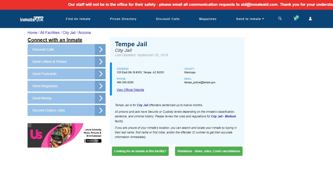 Tempe Jail | Inmate Locator